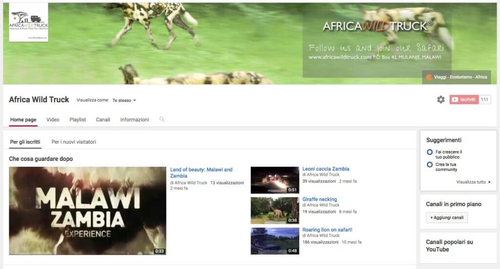 Il canale Africawildtruck su Youtube - Video dal continente africano safari viaggi turismo