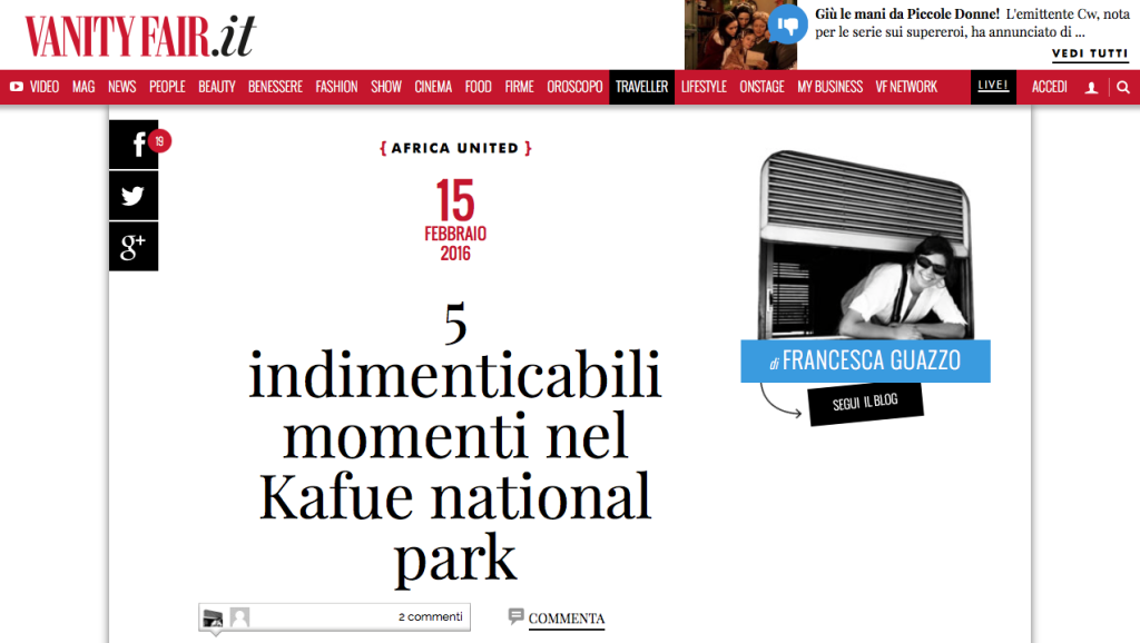 Vanity Fair Blog Francesca Guazzo VanityFair.it 5 indimenticabili momenti nel Kafue National Park, Zambia.