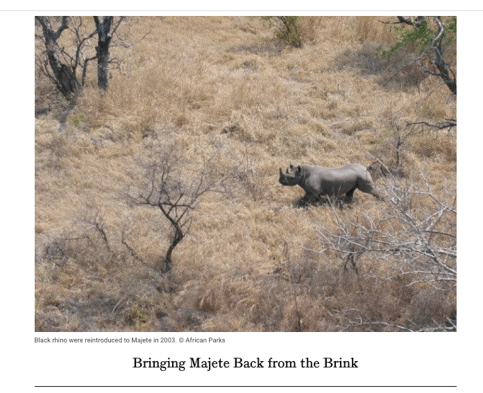 Malawi breve storia della Majete Wildlife Reserve African Parks